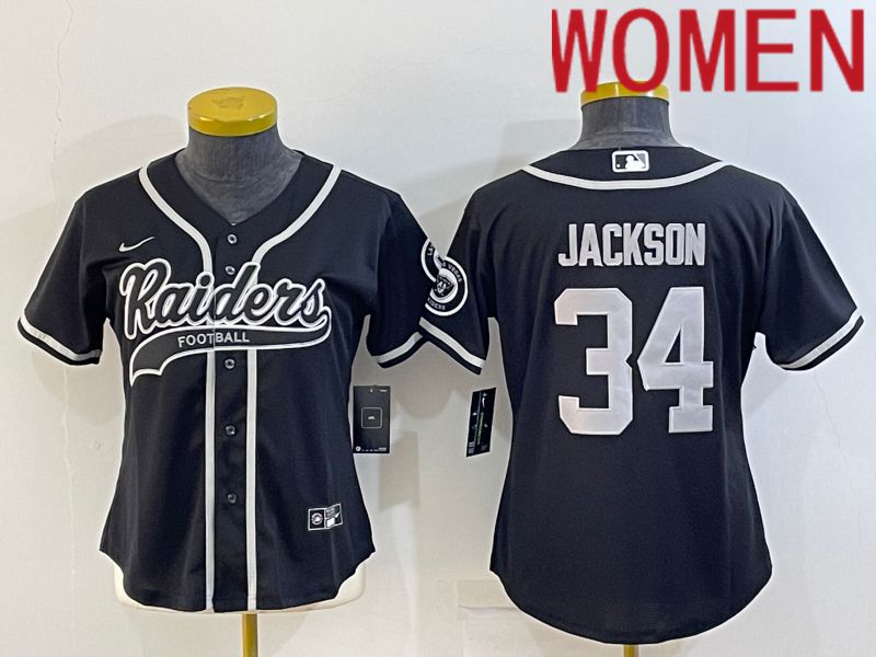 Women Oakland Raiders #34 Jackson Black 2022 Nike Co branded NFL Jerseys->women nfl jersey->Women Jersey